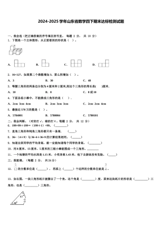 2024-2025学年山东省数学四下期末达标检测试题含解析
