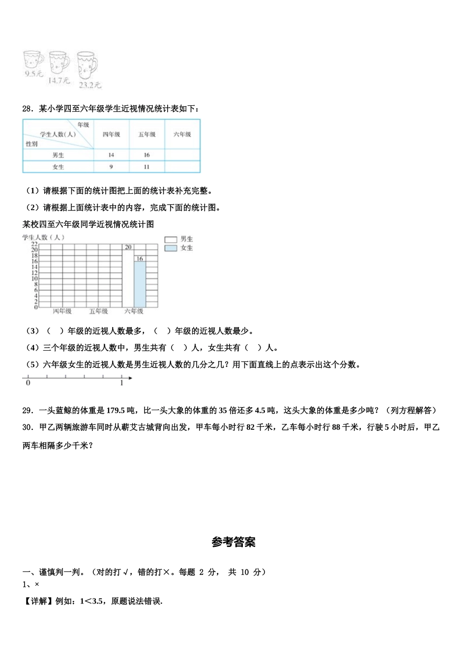 烟台市长岛县2025届四下数学期末经典试题含解析_第3页