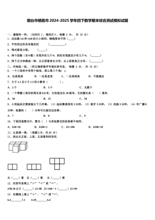 烟台市栖霞市2024-2025学年四下数学期末综合测试模拟试题含解析