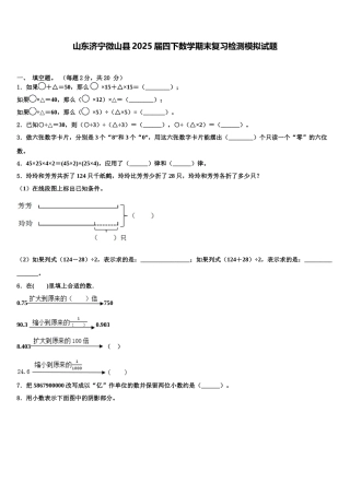 山东济宁微山县2025届四下数学期末复习检测模拟试题含解析