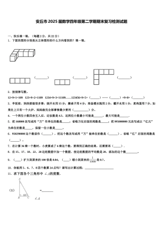 安丘市2025届数学四年级第二学期期末复习检测试题含解析