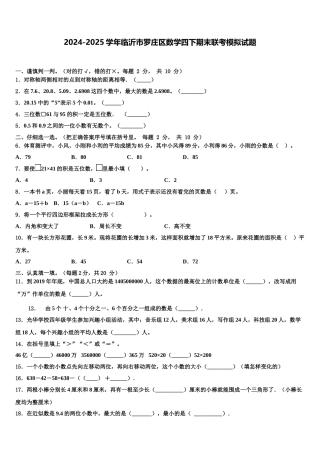 2024-2025学年临沂市罗庄区数学四下期末联考模拟试题含解析