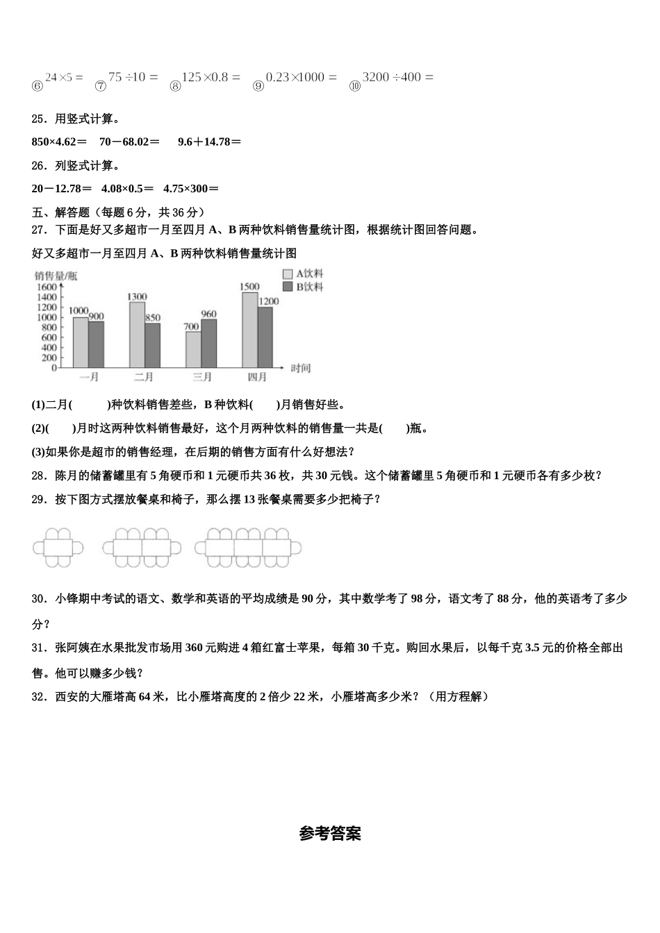 2025年烟台市栖霞市四下数学期末监测试题含解析_第3页