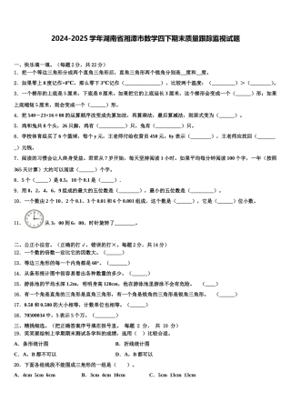 2024-2025学年湖南省湘潭市数学四下期末质量跟踪监视试题含解析