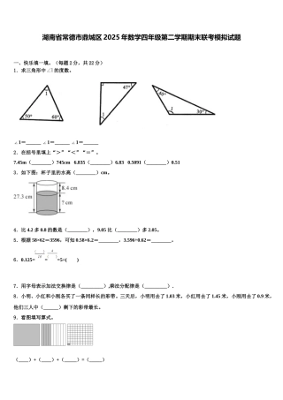 湖南省常德市鼎城区2025年数学四年级第二学期期末联考模拟试题含解析