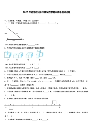 2025年湘潭市湘乡市数学四下期末统考模拟试题含解析