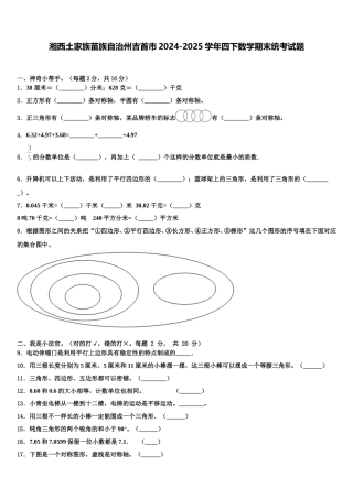 湘西土家族苗族自治州吉首市2024-2025学年四下数学期末统考试题含解析