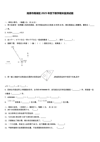 湘潭市雨湖区2025年四下数学期末监测试题含解析