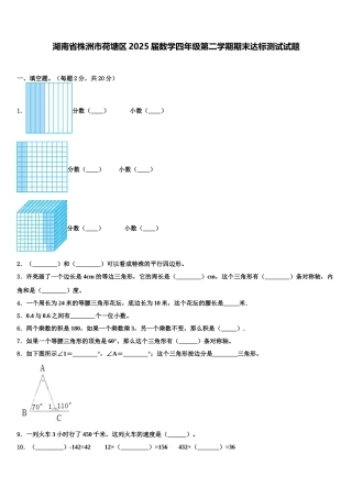 湖南省株洲市荷塘区2025届数学四年级第二学期期末达标测试试题含解析