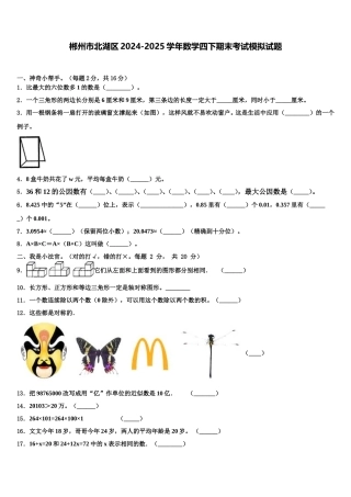 郴州市北湖区2024-2025学年数学四下期末考试模拟试题含解析