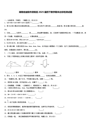 湖南省益阳市资阳区2025届四下数学期末达标检测试题含解析