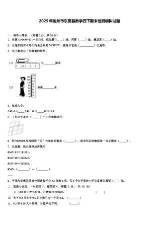 2025年池州市东至县数学四下期末检测模拟试题含解析