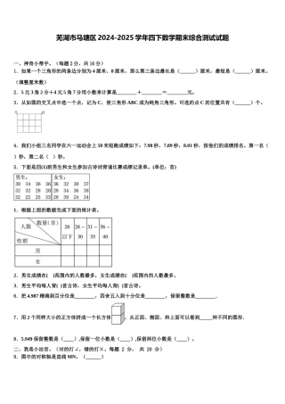 芜湖市马塘区2024-2025学年四下数学期末综合测试试题含解析