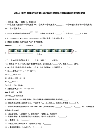 2024-2025学年安庆市潜山县四年级数学第二学期期末统考模拟试题含解析