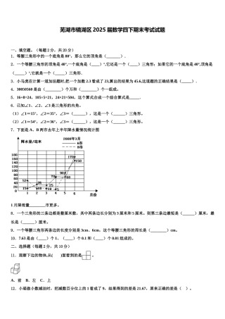 芜湖市镜湖区2025届数学四下期末考试试题含解析