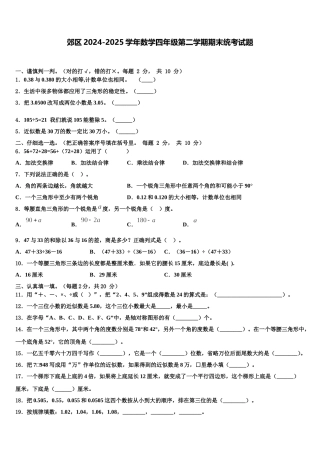 郊区2024-2025学年数学四年级第二学期期末统考试题含解析