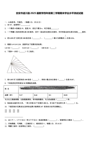 吉安市遂川县2025届数学四年级第二学期期末学业水平测试试题含解析