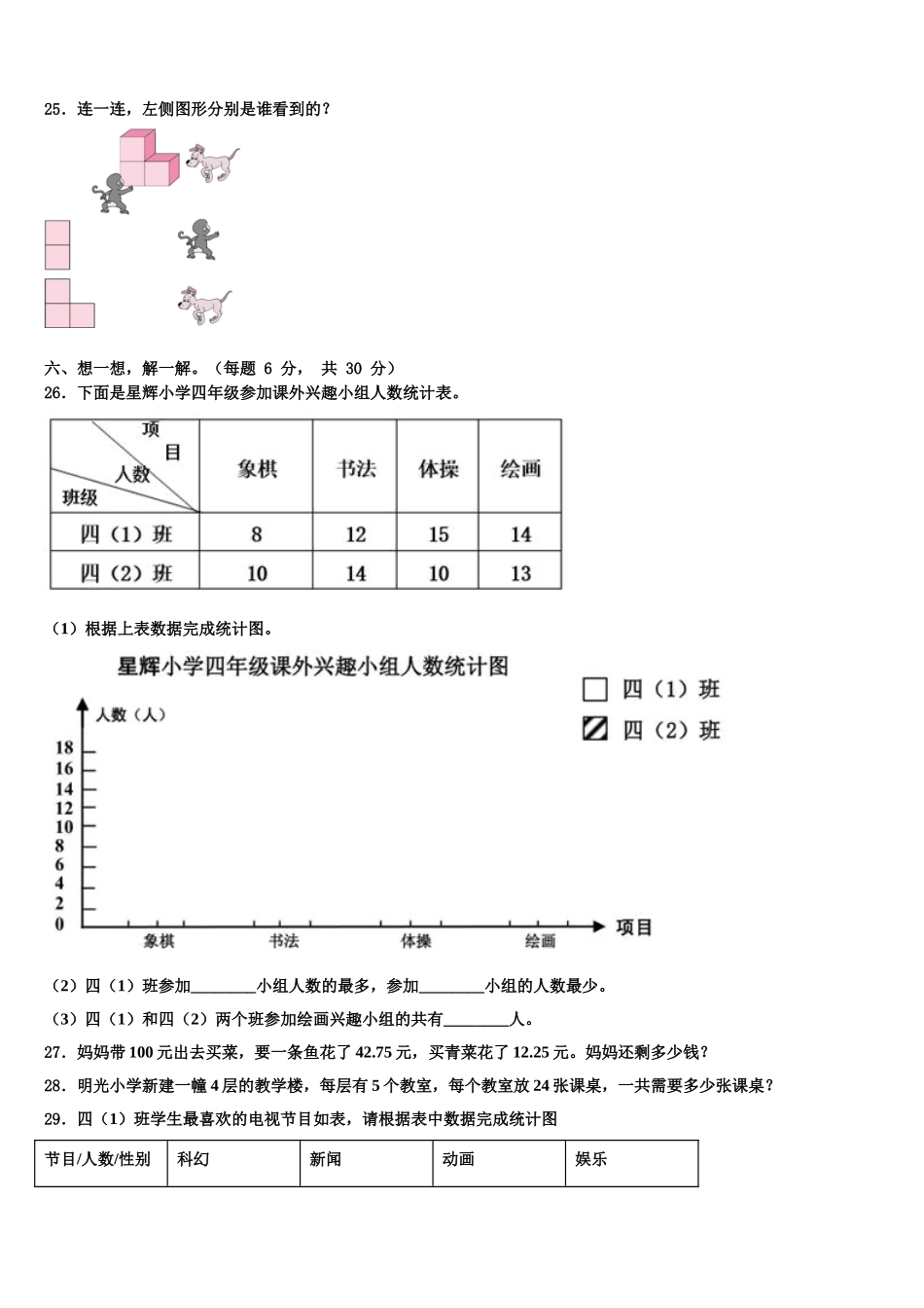 吉安市安福县2025年数学四年级第二学期期末达标检测模拟试题含解析_第3页