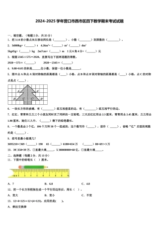 2024-2025学年营口市西市区四下数学期末考试试题含解析