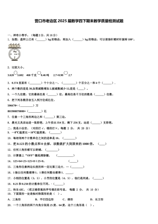 营口市老边区2025届数学四下期末教学质量检测试题含解析