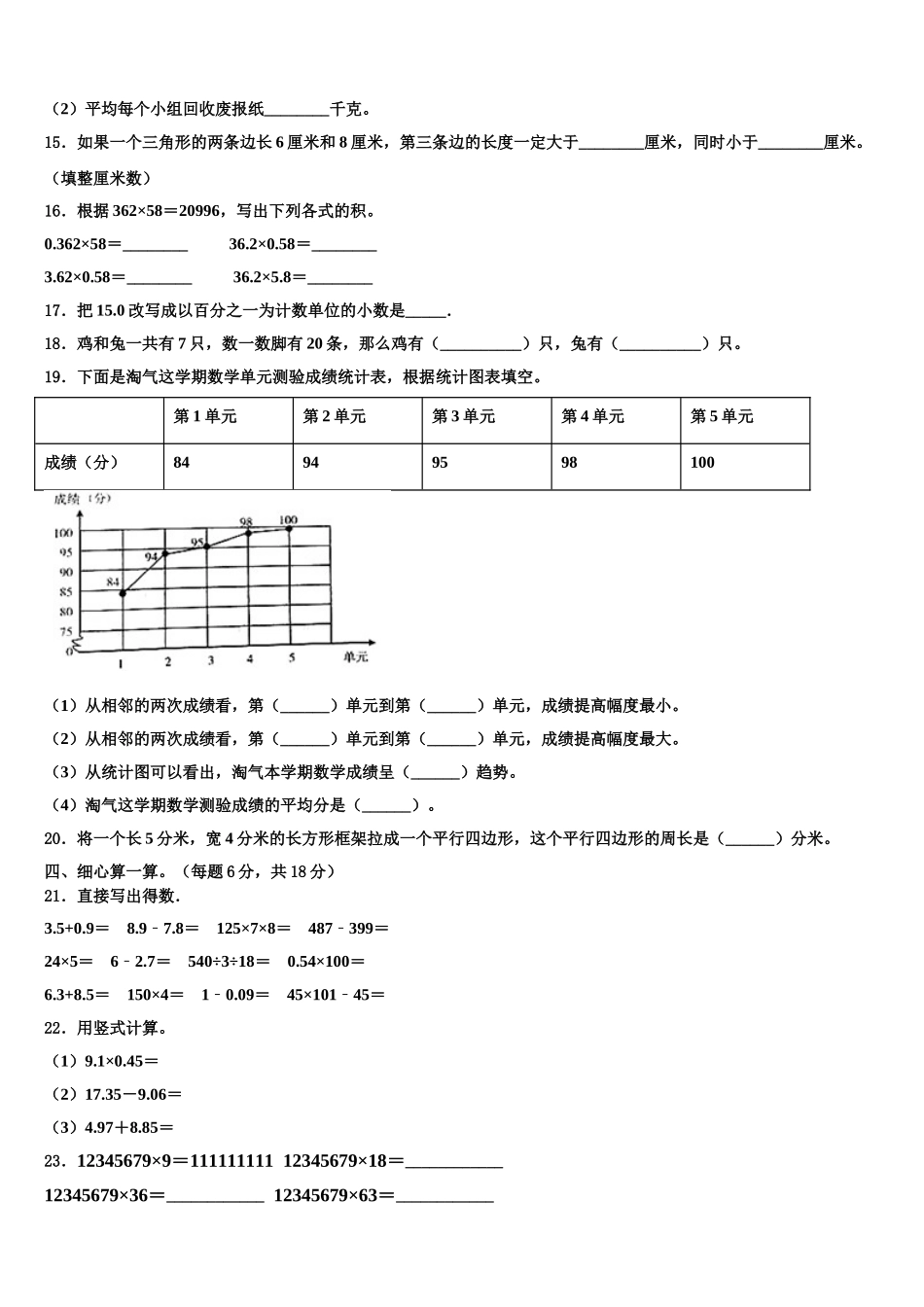 2025年阜新蒙古族自治县数学四下期末经典试题含解析_第2页