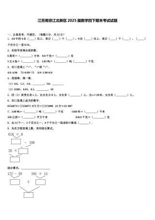 江苏南京江北新区2025届数学四下期末考试试题含解析