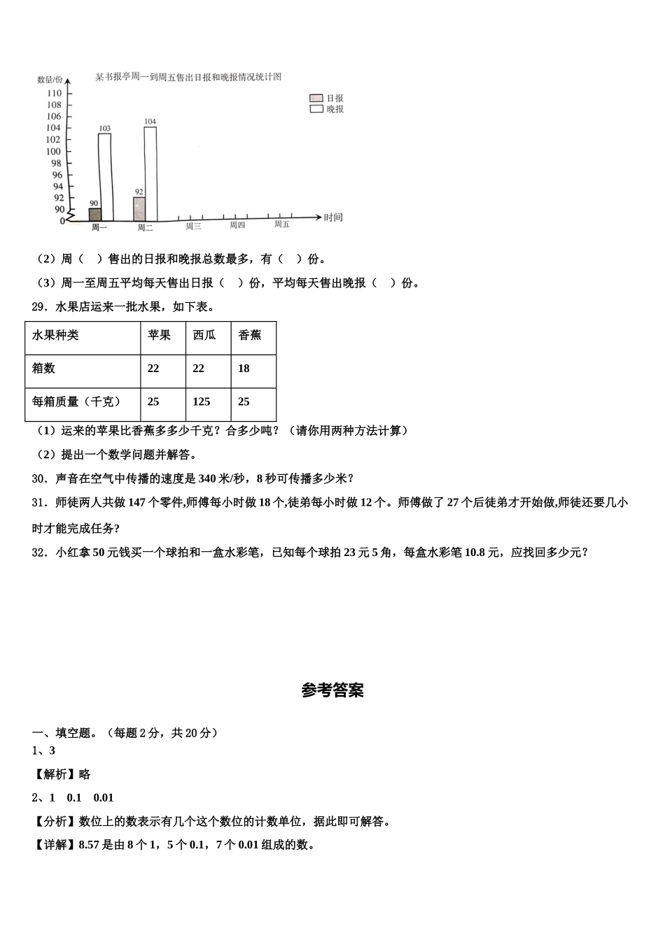 江苏省徐州市睢宁县2025届四年级数学第二学期期末学业水平测试模拟试题含解析_第3页