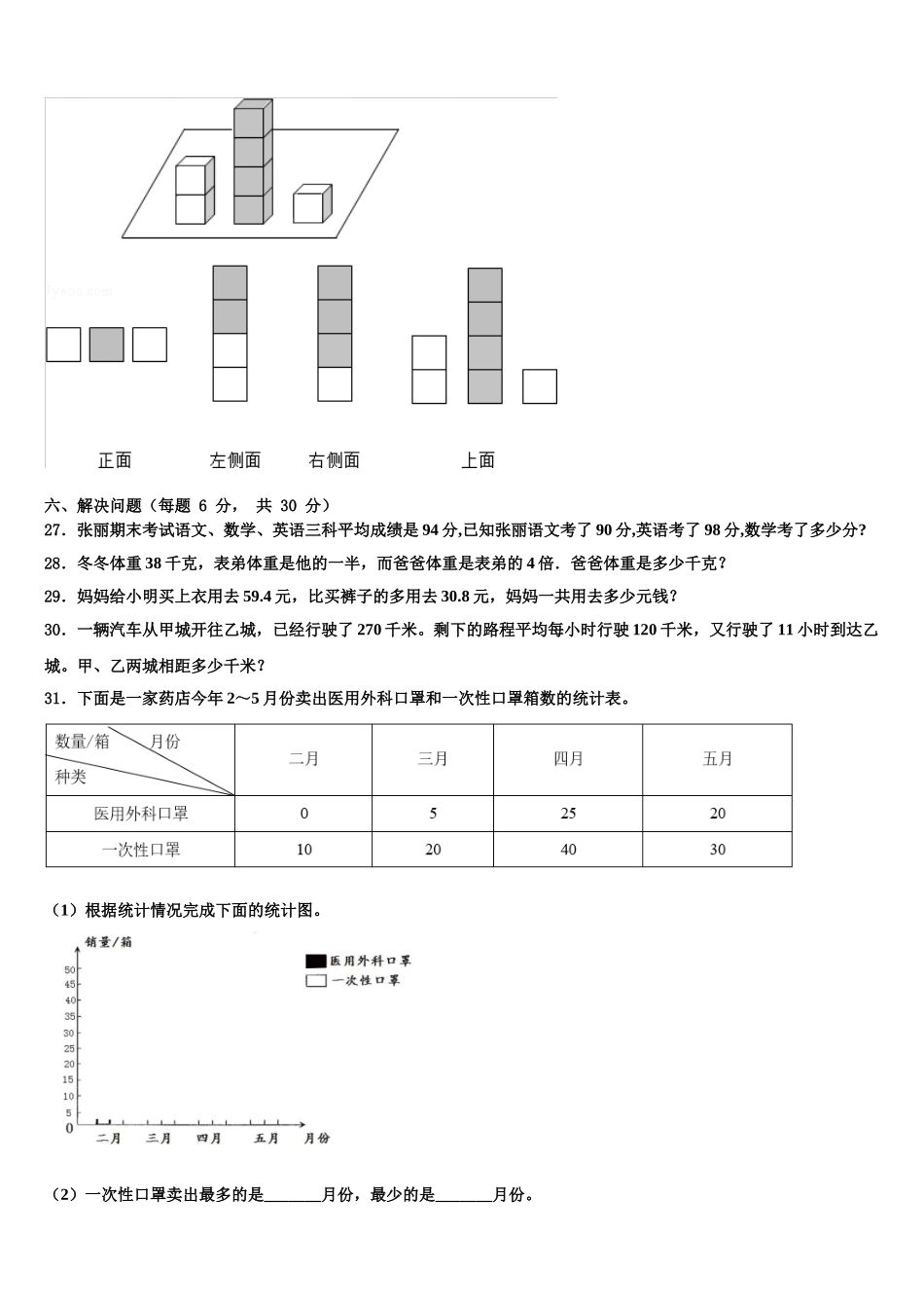 2025年江苏省盐城市解放路实验学校数学四年级第二学期期末学业水平测试模拟试题含解析_第3页