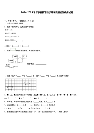 2024-2025学年宁夏四下数学期末质量检测模拟试题含解析