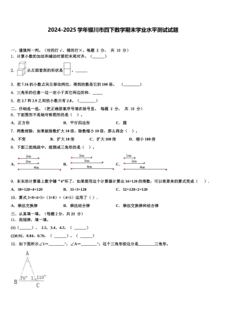 2024-2025学年银川市四下数学期末学业水平测试试题含解析