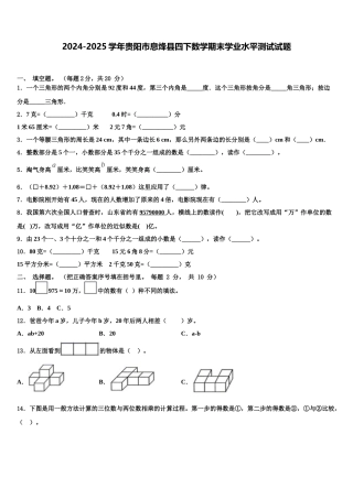 2024-2025学年贵阳市息烽县四下数学期末学业水平测试试题含解析