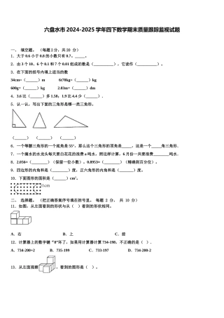 六盘水市2024-2025学年四下数学期末质量跟踪监视试题含解析