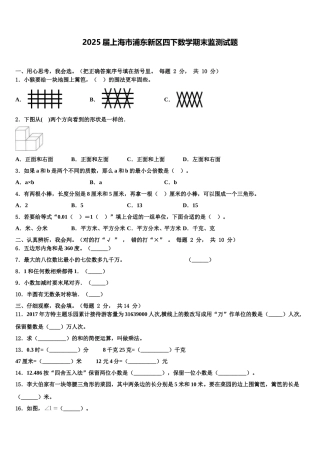 2025届上海市浦东新区四下数学期末监测试题含解析