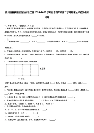 四川省甘孜藏族自治州雅江县2024-2025学年数学四年级第二学期期末达标检测模拟试题含解析