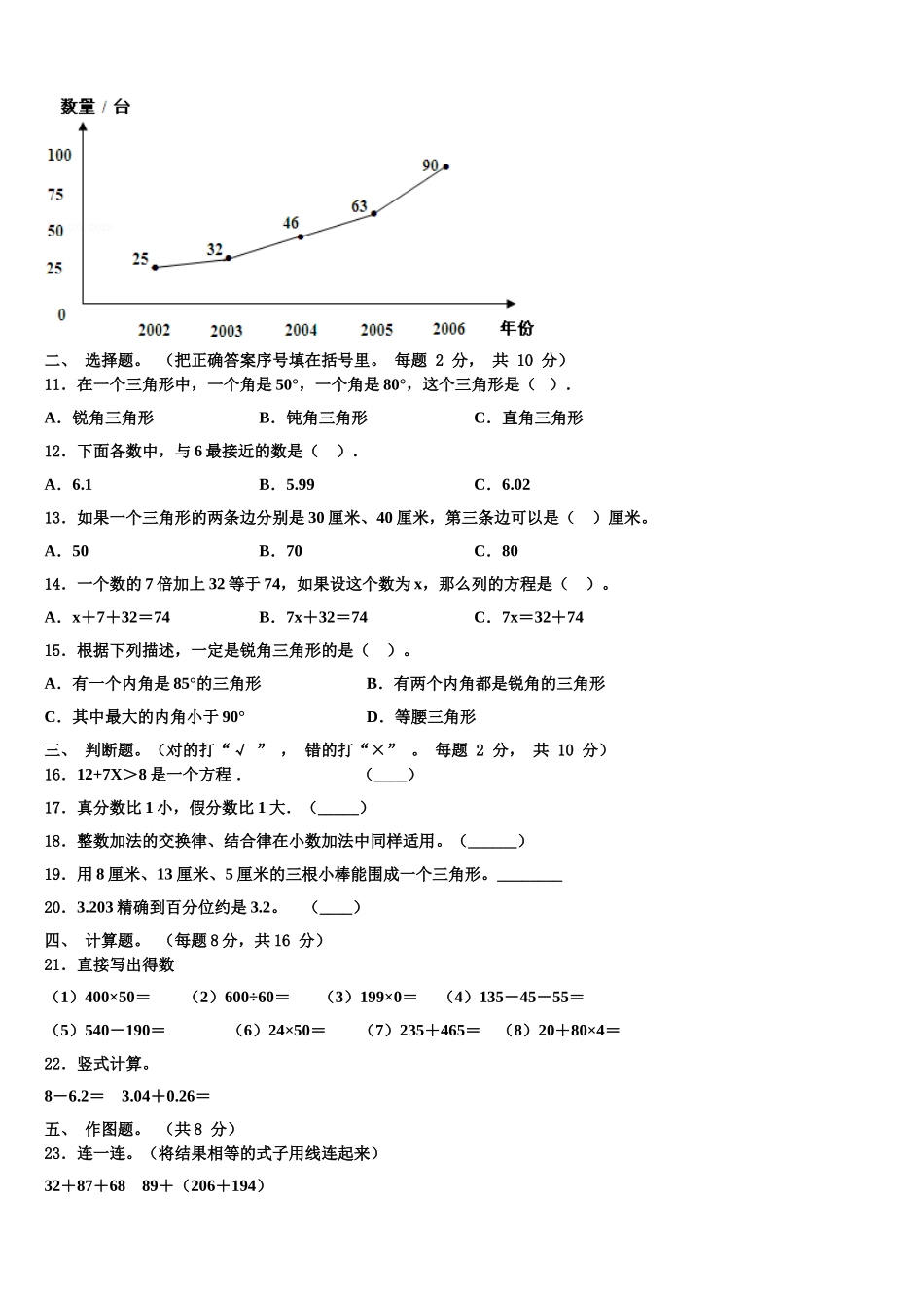 成都市新津县2025届四年级数学第二学期期末联考试题含解析_第2页