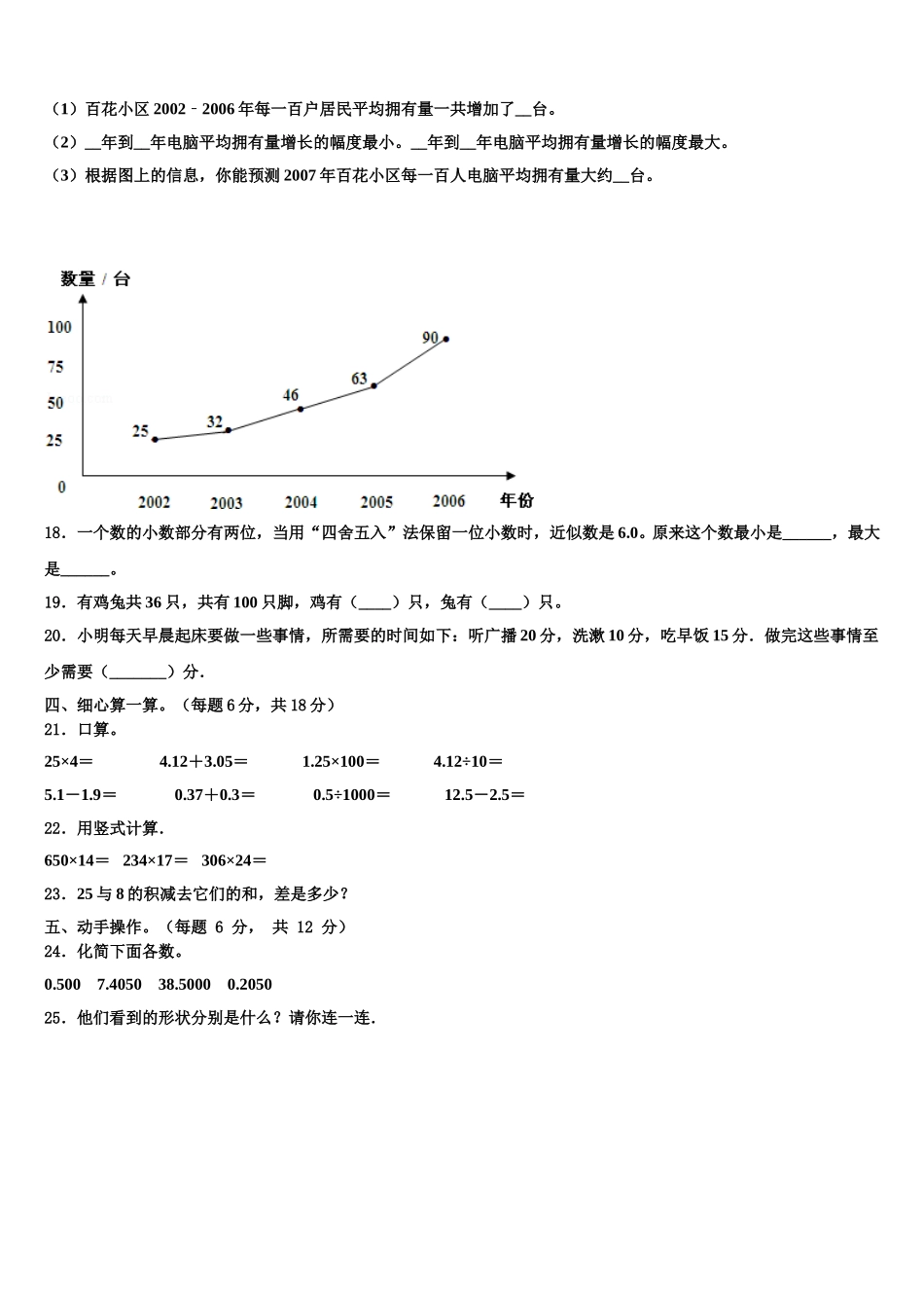 2024-2025学年四川省巴中市南江县四年级数学第二学期期末质量检测试题含解析_第2页
