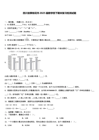 四川省攀枝花市2025届数学四下期末复习检测试题含解析