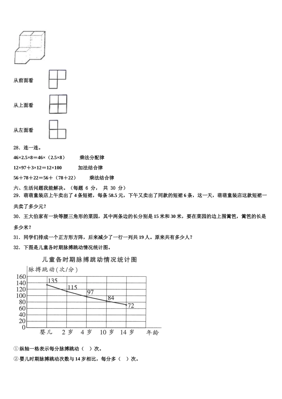 四川省攀枝花市东区2025年数学四年级第二学期期末检测试题含解析_第3页