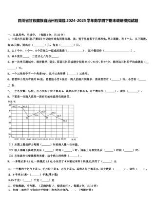四川省甘孜藏族自治州石渠县2024-2025学年数学四下期末调研模拟试题含解析