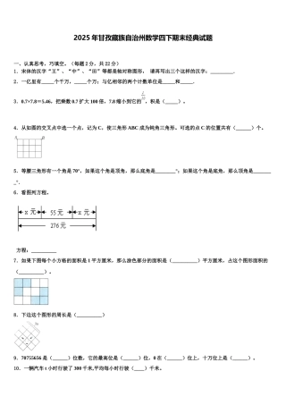 2025年甘孜藏族自治州数学四下期末经典试题含解析