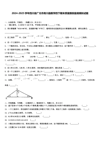 2024-2025学年四川省广元市青川县数学四下期末质量跟踪监视模拟试题含解析