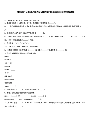 四川省广元市昭化区2025年数学四下期末综合测试模拟试题含解析