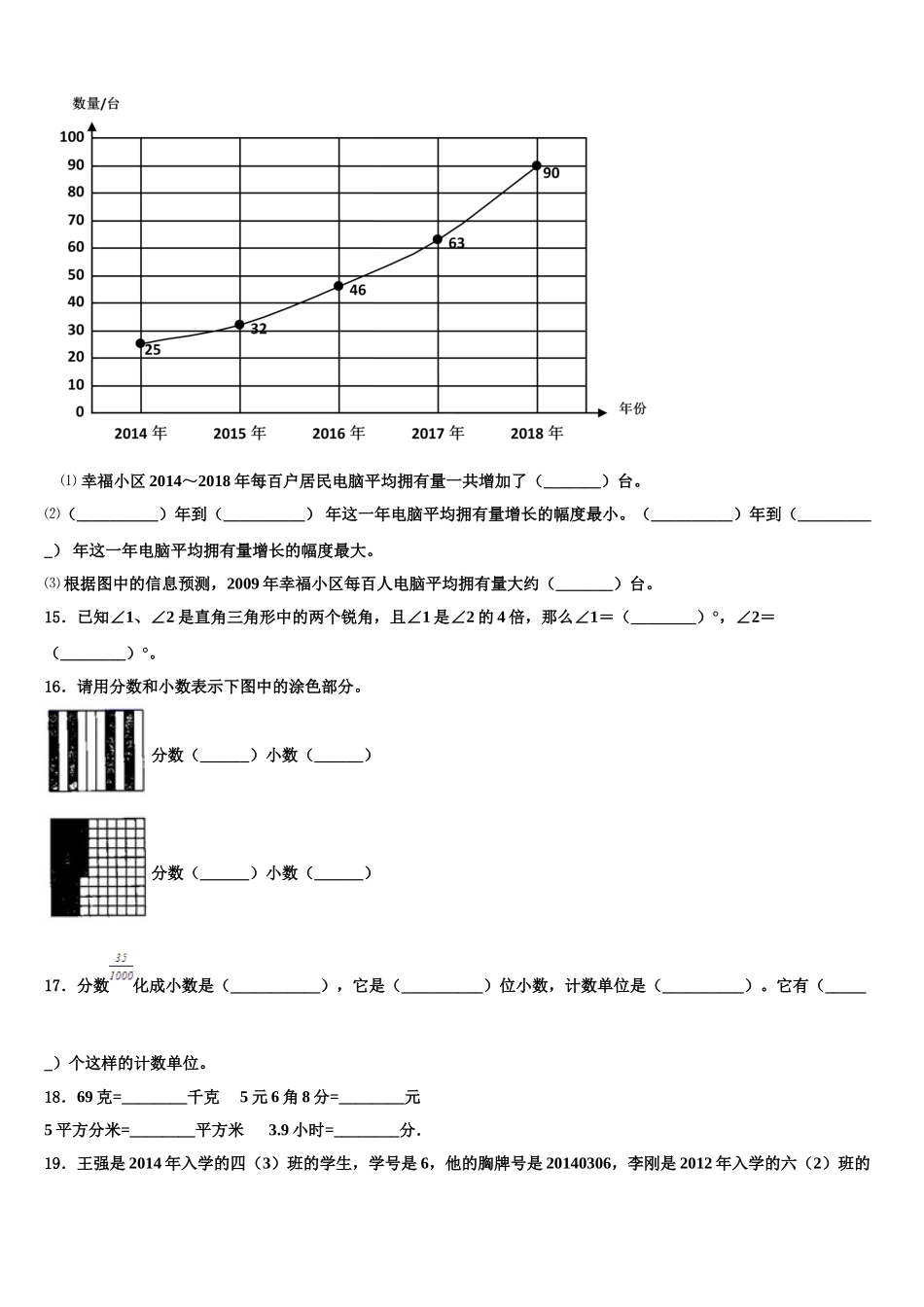 嘉峪关市金川区2024-2025学年数学四年级第二学期期末学业水平测试试题含解析_第2页