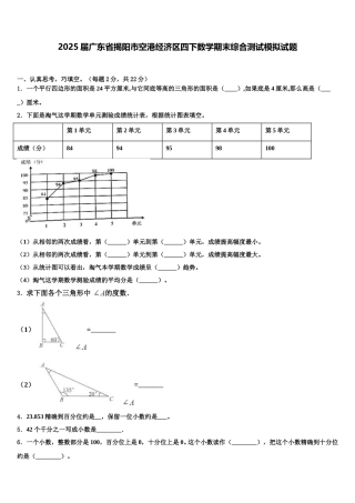 2025届广东省揭阳市空港经济区四下数学期末综合测试模拟试题含解析