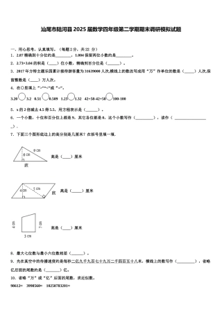 汕尾市陆河县2025届数学四年级第二学期期末调研模拟试题含解析