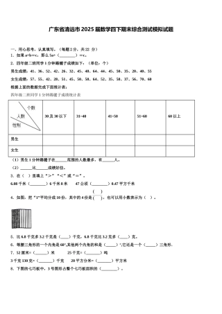 广东省清远市2025届数学四下期末综合测试模拟试题含解析
