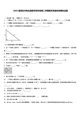 2025届茂名市电白县数学四年级第二学期期末质量检测模拟试题含解析