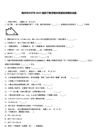 梅州市兴宁市2025届四下数学期末质量检测模拟试题含解析