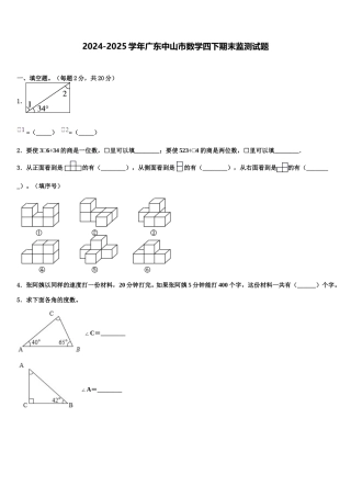 2024-2025学年广东中山市数学四下期末监测试题含解析