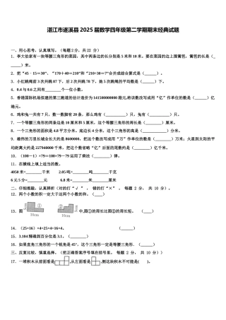 湛江市遂溪县2025届数学四年级第二学期期末经典试题含解析